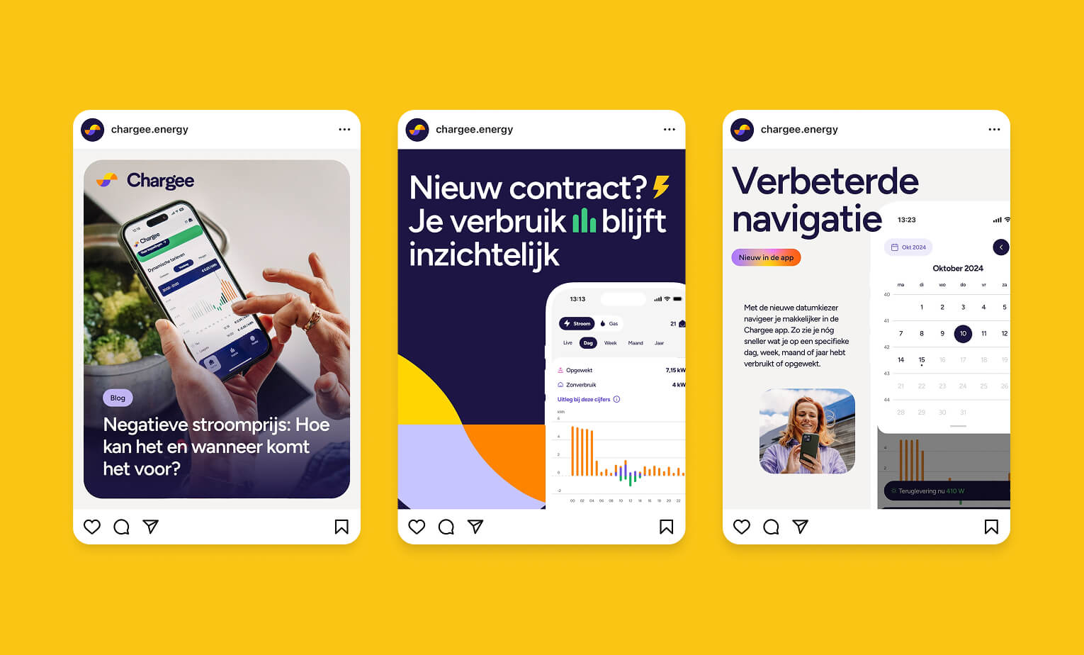 Instagram posts van het Chargee kanaal