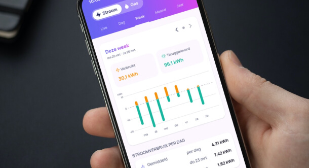 Een mock-up van een eerste versie van de Chargee app.