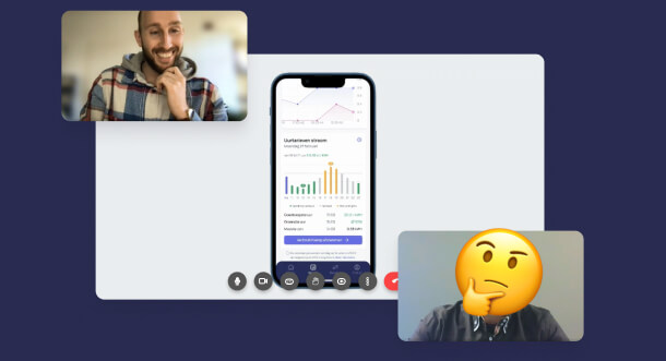 Simon in gesprek met een potentiële gebruiker over het eerste concept van de Chargee app.